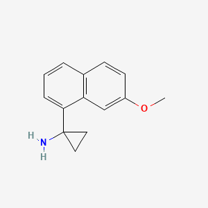 molecular formula C14H15NO B11727692 1-(7-Methoxy-1-naphthyl)cyclopropanamine 