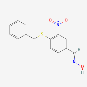 molecular formula C14H12N2O3S B11727708 N-{[4-(benzylsulfanyl)-3-nitrophenyl]methylidene}hydroxylamine 