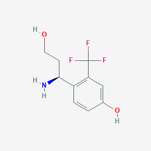 molecular formula C10H12F3NO2 B11727744 4-((1S)-1-amino-3-hydroxypropyl)-3-(trifluoromethyl)phenol 