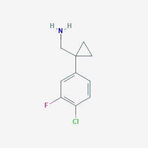 molecular formula C10H11ClFN B11727751 1-(4-Chloro-3-fluorophenyl)cyclopropanemethanamine 