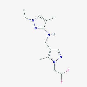 molecular formula C13H19F2N5 B11727776 N-{[1-(2,2-difluoroethyl)-5-methyl-1H-pyrazol-4-yl]methyl}-1-ethyl-4-methyl-1H-pyrazol-3-amine CAS No. 1856094-63-7