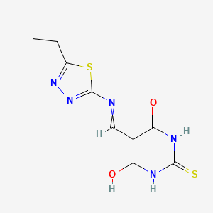 5-{[(5-Ethyl-1,3,4-thiadiazol-2-YL)amino]methylidene}-2-sulfanylidene-1,3-diazinane-4,6-dione