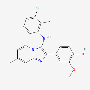 4-[3-(3-Chloro-2-methylanilino)-7-methylimidazo[1,2-a]pyridin-2-yl]-2-methoxyphenol