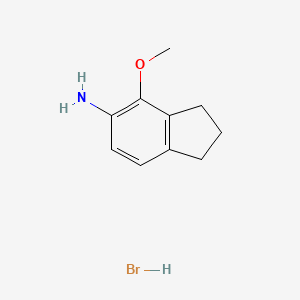 molecular formula C10H14BrNO B11727968 4-Methoxy-2,3-dihydro-1H-inden-5-amine hydrobromide 