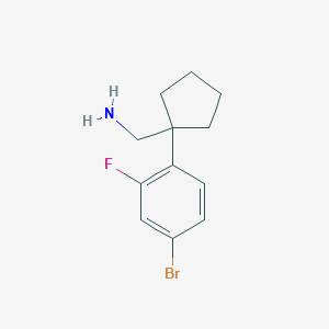 molecular formula C12H15BrFN B11727971 1-(4-Bromo-2-fluorophenyl)cyclopentanemethanamine 