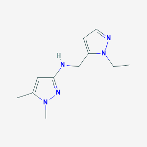 molecular formula C11H17N5 B11727979 N-[(1-Ethyl-1H-pyrazol-5-YL)methyl]-1,5-dimethyl-1H-pyrazol-3-amine 