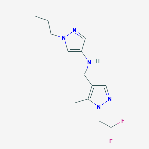 molecular formula C13H19F2N5 B11727993 N-{[1-(2,2-difluoroethyl)-5-methyl-1H-pyrazol-4-yl]methyl}-1-propyl-1H-pyrazol-4-amine 