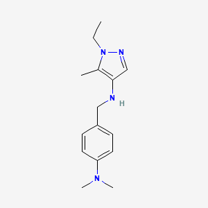 molecular formula C15H22N4 B11728018 N-{[4-(dimethylamino)phenyl]methyl}-1-ethyl-5-methyl-1H-pyrazol-4-amine 