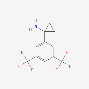 molecular formula C11H9F6N B11728028 1-[3,5-Bis(trifluoromethyl)phenyl]cyclopropanamine 