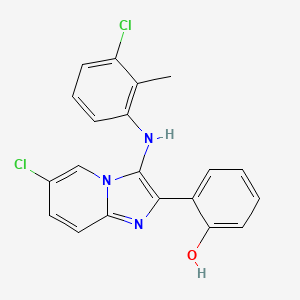 2-[6-Chloro-3-(3-chloro-2-methylanilino)imidazo[1,2-a]pyridin-2-yl]phenol