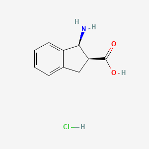 molecular formula C10H12ClNO2 B11728122 cis-1-Amino-2,3-dihydro-1H-indene-2-carboxylic acid hydrochloride 