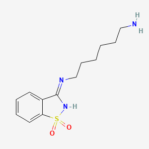 molecular formula C13H19N3O2S B11728128 N-(1,1-dioxido-1,2-benzothiazol-3-yl)hexane-1,6-diamine 