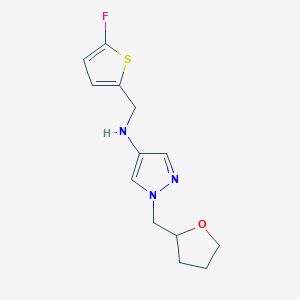 molecular formula C13H16FN3OS B11728149 N-[(5-fluorothiophen-2-yl)methyl]-1-[(oxolan-2-yl)methyl]-1H-pyrazol-4-amine 