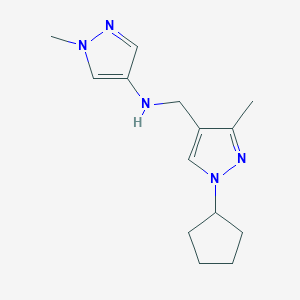 molecular formula C14H21N5 B11728213 N-[(1-cyclopentyl-3-methyl-1H-pyrazol-4-yl)methyl]-1-methyl-1H-pyrazol-4-amine 