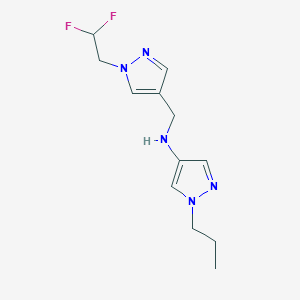 molecular formula C12H17F2N5 B11728217 N-{[1-(2,2-difluoroethyl)-1H-pyrazol-4-yl]methyl}-1-propyl-1H-pyrazol-4-amine 