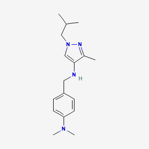 molecular formula C17H26N4 B11728220 N-{[4-(dimethylamino)phenyl]methyl}-3-methyl-1-(2-methylpropyl)-1H-pyrazol-4-amine 