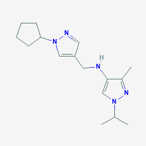 molecular formula C16H25N5 B11728238 N-[(1-cyclopentyl-1H-pyrazol-4-yl)methyl]-3-methyl-1-(propan-2-yl)-1H-pyrazol-4-amine 