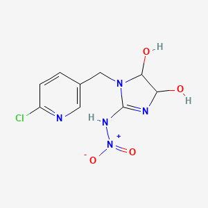 molecular formula C9H10ClN5O4 B11728274 1-[(6-chloropyridin-3-yl)methyl]-2-(nitroamino)-4,5-dihydro-1H-imidazole-4,5-diol 