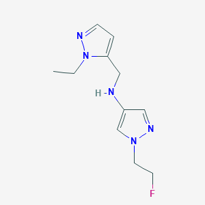 molecular formula C11H16FN5 B11728275 N-[(1-ethyl-1H-pyrazol-5-yl)methyl]-1-(2-fluoroethyl)-1H-pyrazol-4-amine 