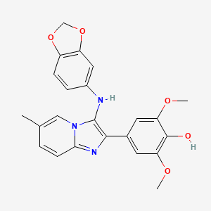 4-[3-(1,3-Benzodioxol-5-ylamino)-6-methylimidazo[1,2-a]pyridin-2-yl]-2,6-dimethoxyphenol