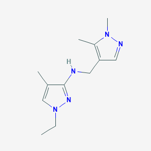 molecular formula C12H19N5 B11728305 N-[(1,5-dimethyl-1H-pyrazol-4-yl)methyl]-1-ethyl-4-methyl-1H-pyrazol-3-amine 