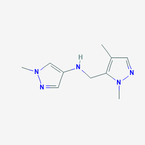 molecular formula C10H15N5 B11728345 N-[(1,4-dimethyl-1H-pyrazol-5-yl)methyl]-1-methyl-1H-pyrazol-4-amine 