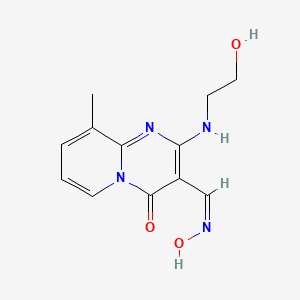 molecular formula C12H14N4O3 B11728386 2-[(2-hydroxyethyl)amino]-3-[(E)-(hydroxyimino)methyl]-9-methyl-4H-pyrido[1,2-a]pyrimidin-4-one 