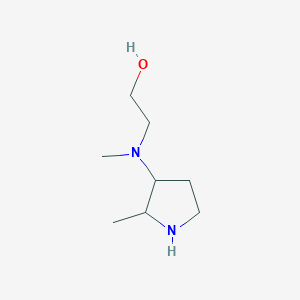 molecular formula C8H18N2O B11728409 2-[Methyl(2-methylpyrrolidin-3-yl)amino]ethan-1-ol 