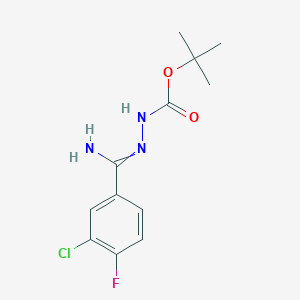 molecular formula C12H15ClFN3O2 B11728453 N'-[amino(3-chloro-4-fluorophenyl)methylidene](tert-butoxy)carbohydrazide 