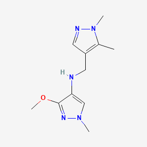 molecular formula C11H17N5O B11728466 N-[(1,5-dimethyl-1H-pyrazol-4-yl)methyl]-3-methoxy-1-methyl-1H-pyrazol-4-amine 