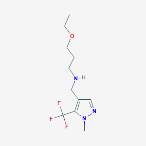 molecular formula C11H18F3N3O B11728538 (3-ethoxypropyl)({[1-methyl-5-(trifluoromethyl)-1H-pyrazol-4-yl]methyl})amine 