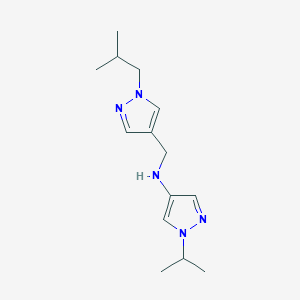 molecular formula C14H23N5 B11728560 N-{[1-(2-methylpropyl)-1H-pyrazol-4-yl]methyl}-1-(propan-2-yl)-1H-pyrazol-4-amine 