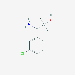 molecular formula C10H13ClFNO B11728601 1-Amino-1-(3-chloro-4-fluorophenyl)-2-methylpropan-2-ol 