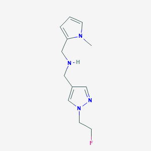 molecular formula C12H17FN4 B11728681 {[1-(2-fluoroethyl)-1H-pyrazol-4-yl]methyl}[(1-methyl-1H-pyrrol-2-yl)methyl]amine 