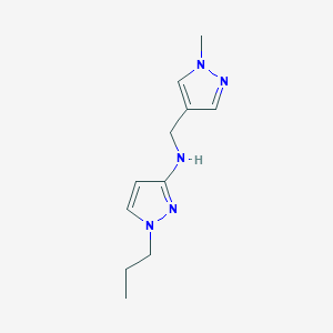 molecular formula C11H17N5 B11728708 N-[(1-Methyl-1H-pyrazol-4-YL)methyl]-1-propyl-1H-pyrazol-3-amine 