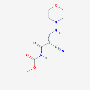 molecular formula C11H16N4O4 B11728741 ethyl N-(2-cyano-2-{[(morpholin-4-yl)amino]methylidene}acetyl)carbamate 