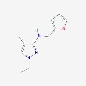 molecular formula C11H15N3O B11728742 1-ethyl-N-(furan-2-ylmethyl)-4-methyl-1H-pyrazol-3-amine 