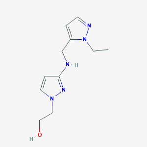 molecular formula C11H17N5O B11728755 2-(3-{[(1-ethyl-1H-pyrazol-5-yl)methyl]amino}-1H-pyrazol-1-yl)ethan-1-ol CAS No. 1855945-56-0