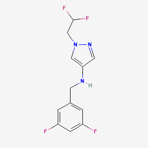 molecular formula C12H11F4N3 B11728786 1-(2,2-difluoroethyl)-N-[(3,5-difluorophenyl)methyl]-1H-pyrazol-4-amine 