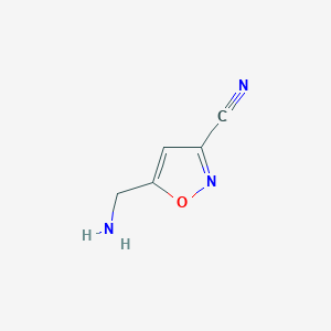 molecular formula C5H5N3O B11728855 5-(Aminomethyl)-1,2-oxazole-3-carbonitrile 