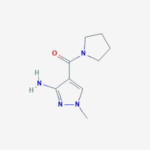 molecular formula C9H14N4O B11728871 (3-amino-1-methyl-1H-pyrazol-4-yl)(pyrrolidin-1-yl)methanone 