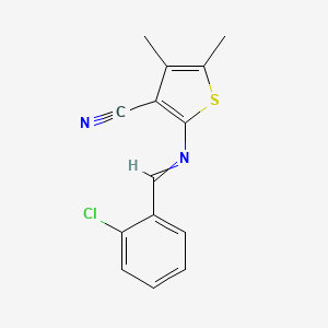 molecular formula C14H11ClN2S B11728874 2-[(Z)-[(2-chlorophenyl)methylidene]amino]-4,5-dimethylthiophene-3-carbonitrile 