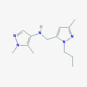 molecular formula C13H21N5 B11728897 1,5-dimethyl-N-[(3-methyl-1-propyl-1H-pyrazol-5-yl)methyl]-1H-pyrazol-4-amine 