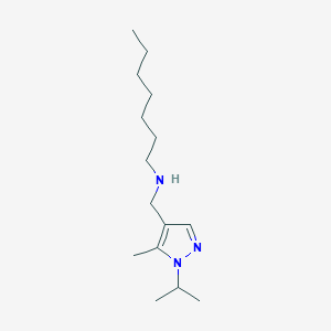 molecular formula C15H29N3 B11728921 heptyl({[5-methyl-1-(propan-2-yl)-1H-pyrazol-4-yl]methyl})amine 