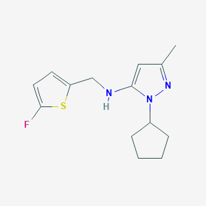 molecular formula C14H18FN3S B11728922 1-cyclopentyl-N-[(5-fluorothiophen-2-yl)methyl]-3-methyl-1H-pyrazol-5-amine 