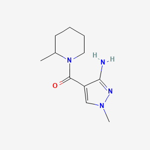 molecular formula C11H18N4O B11728932 (3-amino-1-methyl-1H-pyrazol-4-yl)(2-methylpiperidin-1-yl)methanone 