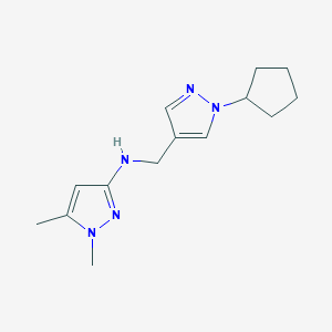 molecular formula C14H21N5 B11728946 N-[(1-cyclopentyl-1H-pyrazol-4-yl)methyl]-1,5-dimethyl-1H-pyrazol-3-amine 