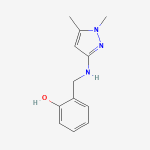 molecular formula C12H15N3O B11728974 2-{[(1,5-Dimethyl-1H-pyrazol-3-YL)amino]methyl}phenol 