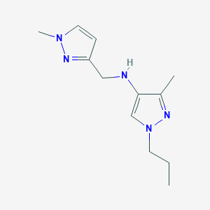 molecular formula C12H19N5 B11729011 3-methyl-N-[(1-methyl-1H-pyrazol-3-yl)methyl]-1-propyl-1H-pyrazol-4-amine 