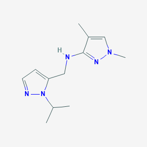 molecular formula C12H19N5 B11729045 1,4-dimethyl-N-{[1-(propan-2-yl)-1H-pyrazol-5-yl]methyl}-1H-pyrazol-3-amine 